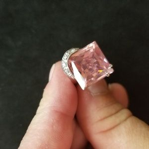Pink Cubic Zirconia Square Stone - size 6